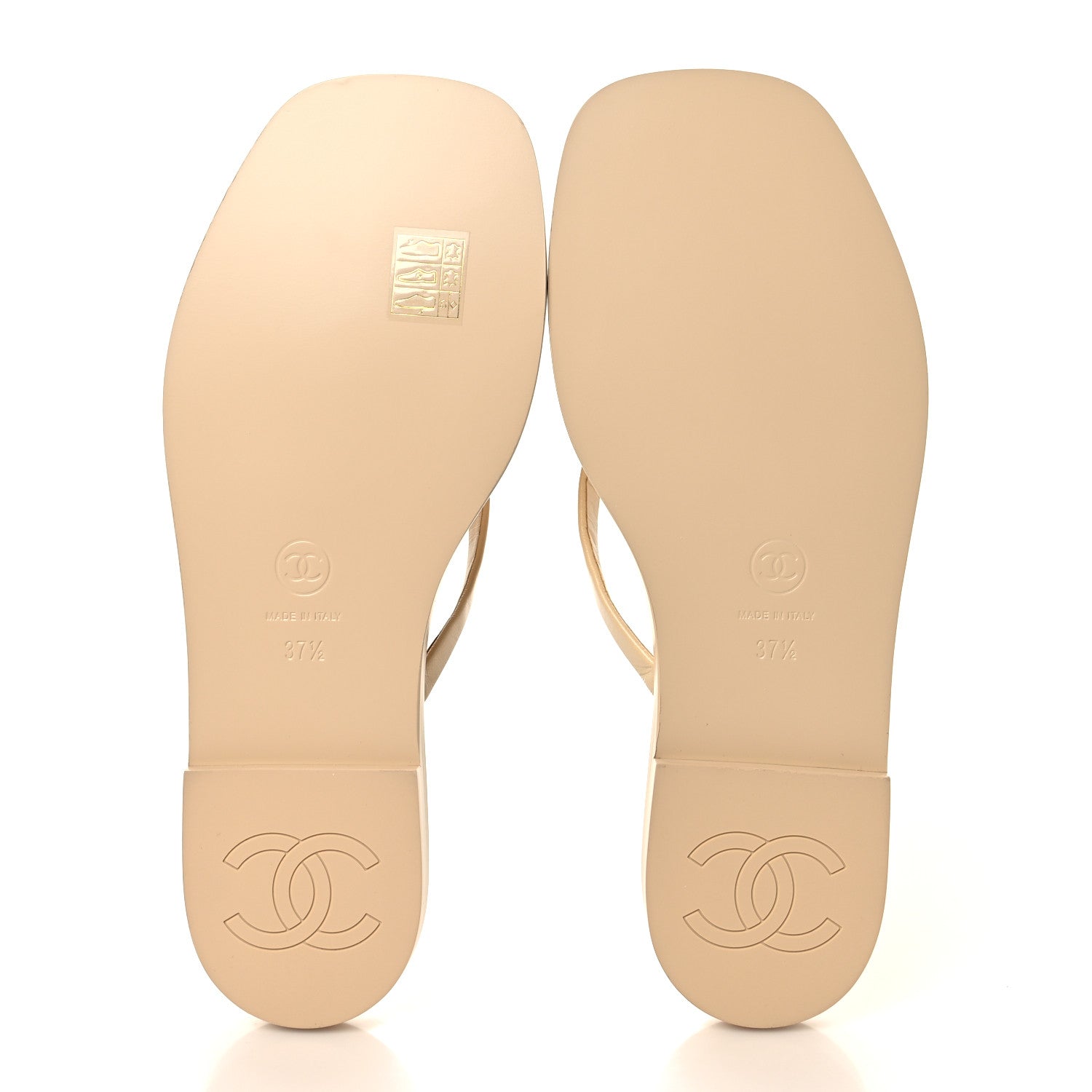 Chanel Goatskin CC Times Square Thong Sandals 37.5 Beige 13 of 20