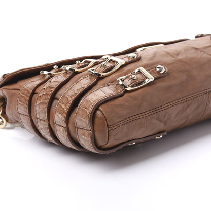 Jimmy Choo Lambskin Elaphe Snakeskin Brix Convertible Clutch Brown 7 of 8