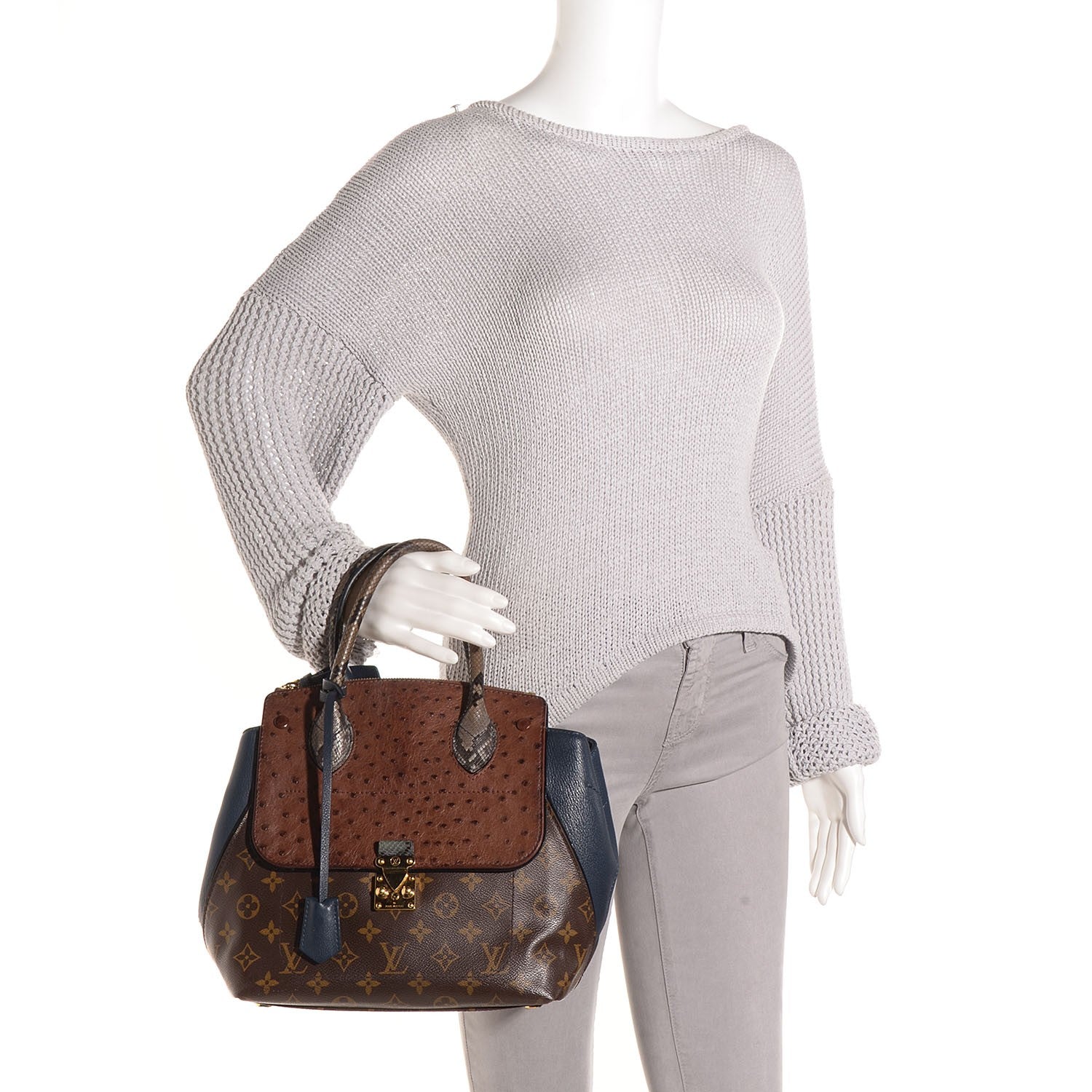 Louis Vuitton Monogram Ostrich Python Majestueux PM Blue 2 of 7
