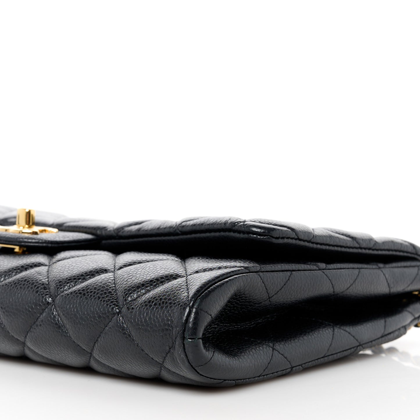 Caviar Quilted Clutch With Chain Flap Black