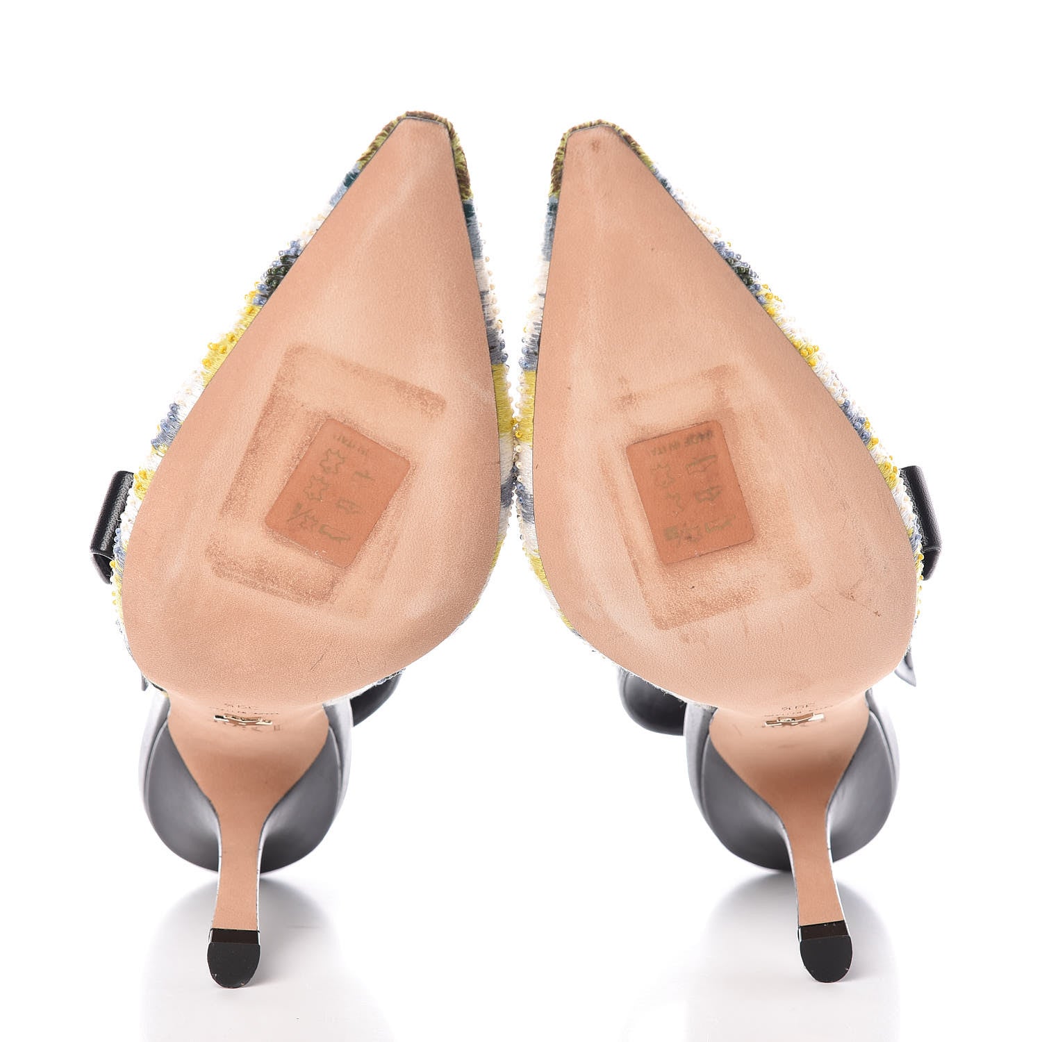 Christian Dior Embroidered Calfskin Beaded Sweet D Sling-Back Pumps 39.5 Dusty Jade 5 of 10