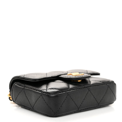 Chanel Lambskin Coco Enamel Quilted Mini Chain Belt Bag Black 4 of 11