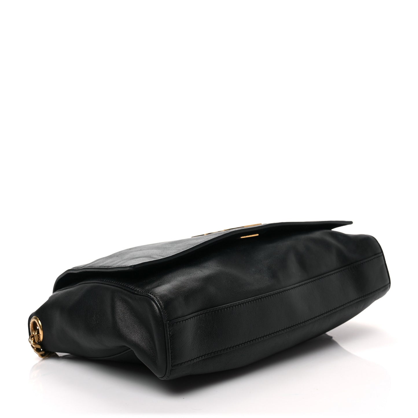 Smooth Calfskin Suede Medium Reversible Monogram Kate Satchel Black