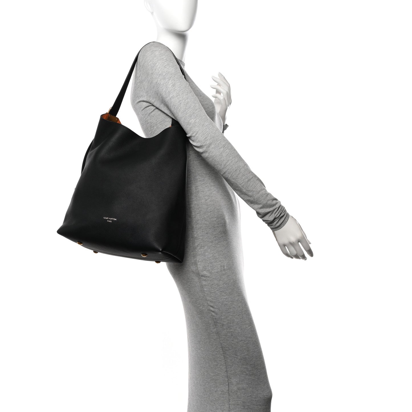 Grained Calfskin Low Key Hobo MM Black