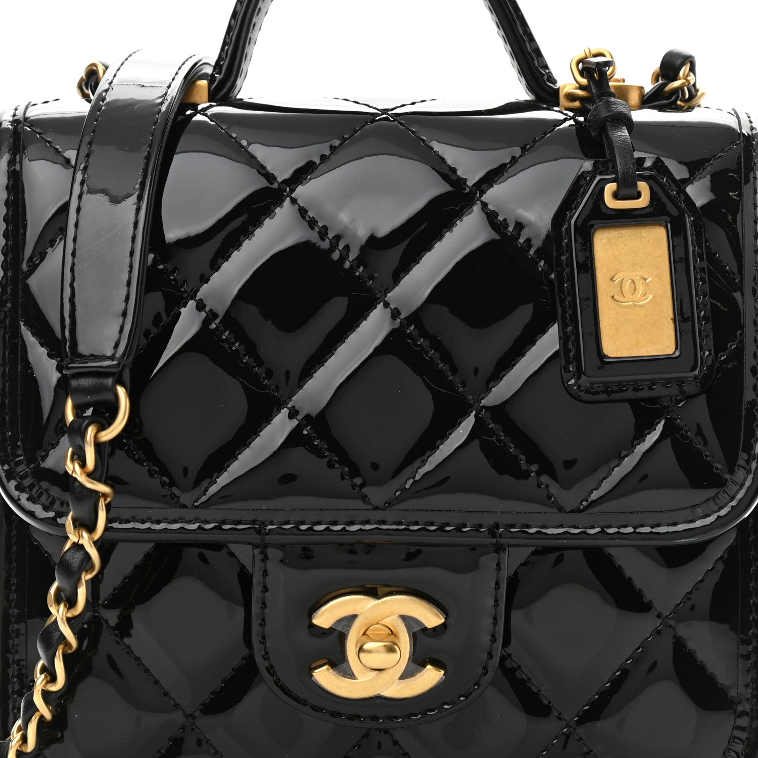 Chanel Patent School Memory Mini Top Handle Flap Black 7 of 10