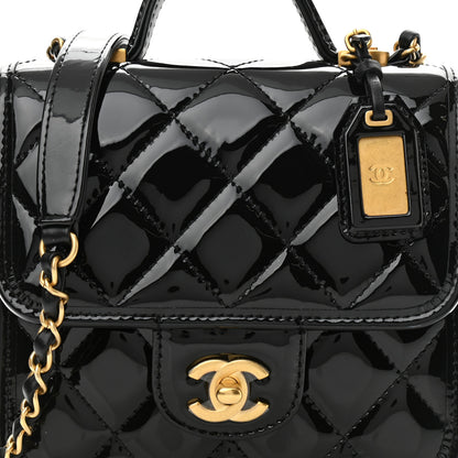 Chanel Patent School Memory Mini Top Handle Flap Black 7 of 10