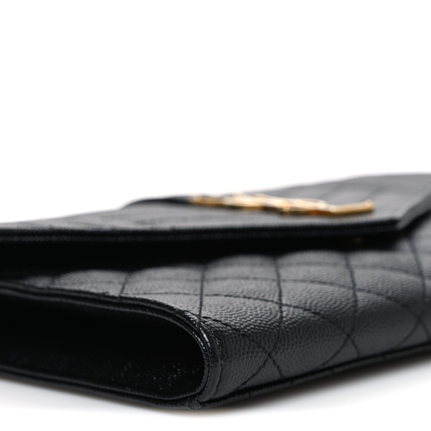 Saint Laurent Grain De Poudre Textured Mixed Matelasse Triquilt Monogram Clutch Black 9 of 10