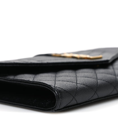 Saint Laurent Grain De Poudre Textured Mixed Matelasse Triquilt Monogram Clutch Black 9 of 10