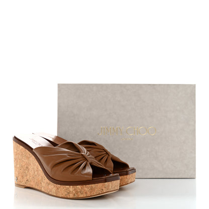 Jimmy Choo Nappa Cork June 90 Platform Wedge Slide Sandals 36.5 Cuoio 8 of 8