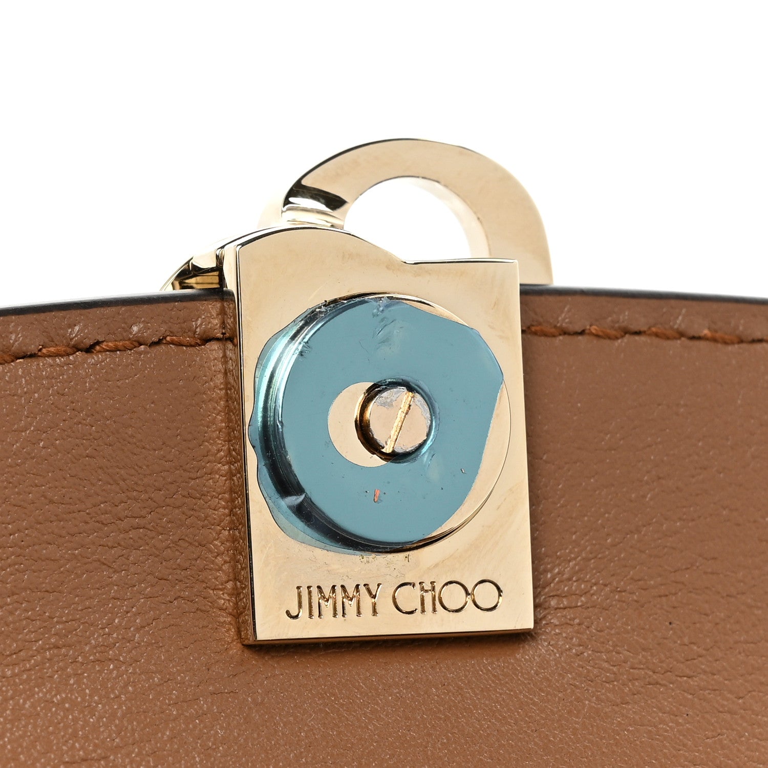 Jimmy Choo Calfskin Small Varenne Logo Embossed Shoulder Bag Caramel 8 of 9
