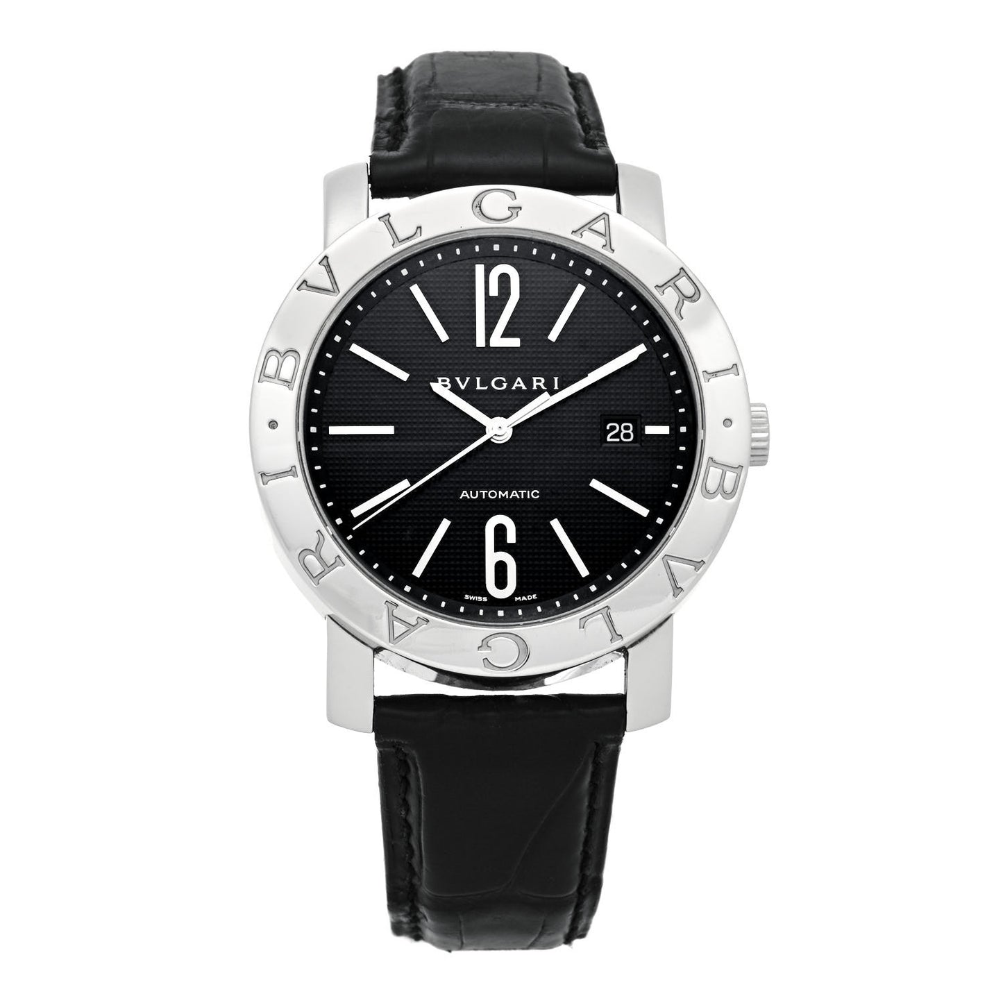 Stainless Steel Calfskin 42mm Automatic Watch Black