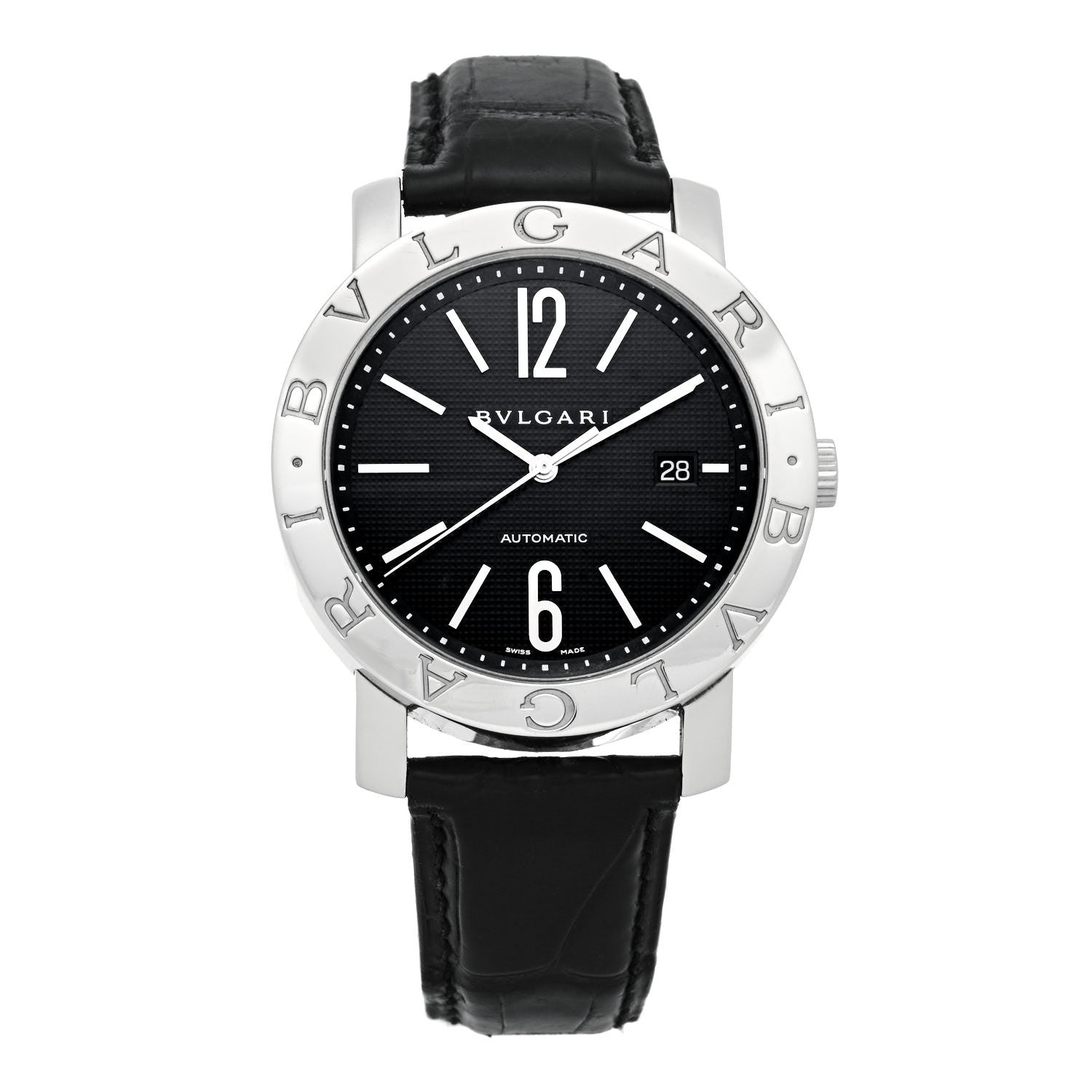Bulgari Stainless Steel Calfskin 42mm Automatic Watch Black 1 of 4