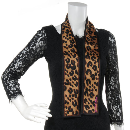 Louis Vuitton Silk Leopard Bandeau Scarf Marron 2 of 5