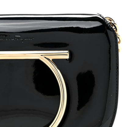Salvatore Ferragamo Patent Calfskin Small Vela Flap Bag Black 8 of 11