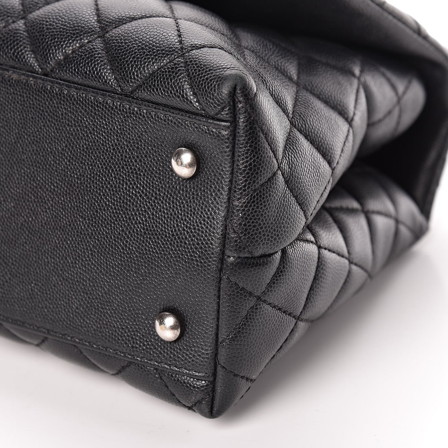 Caviar Lizard Quilted Small Coco Handle Flap Black