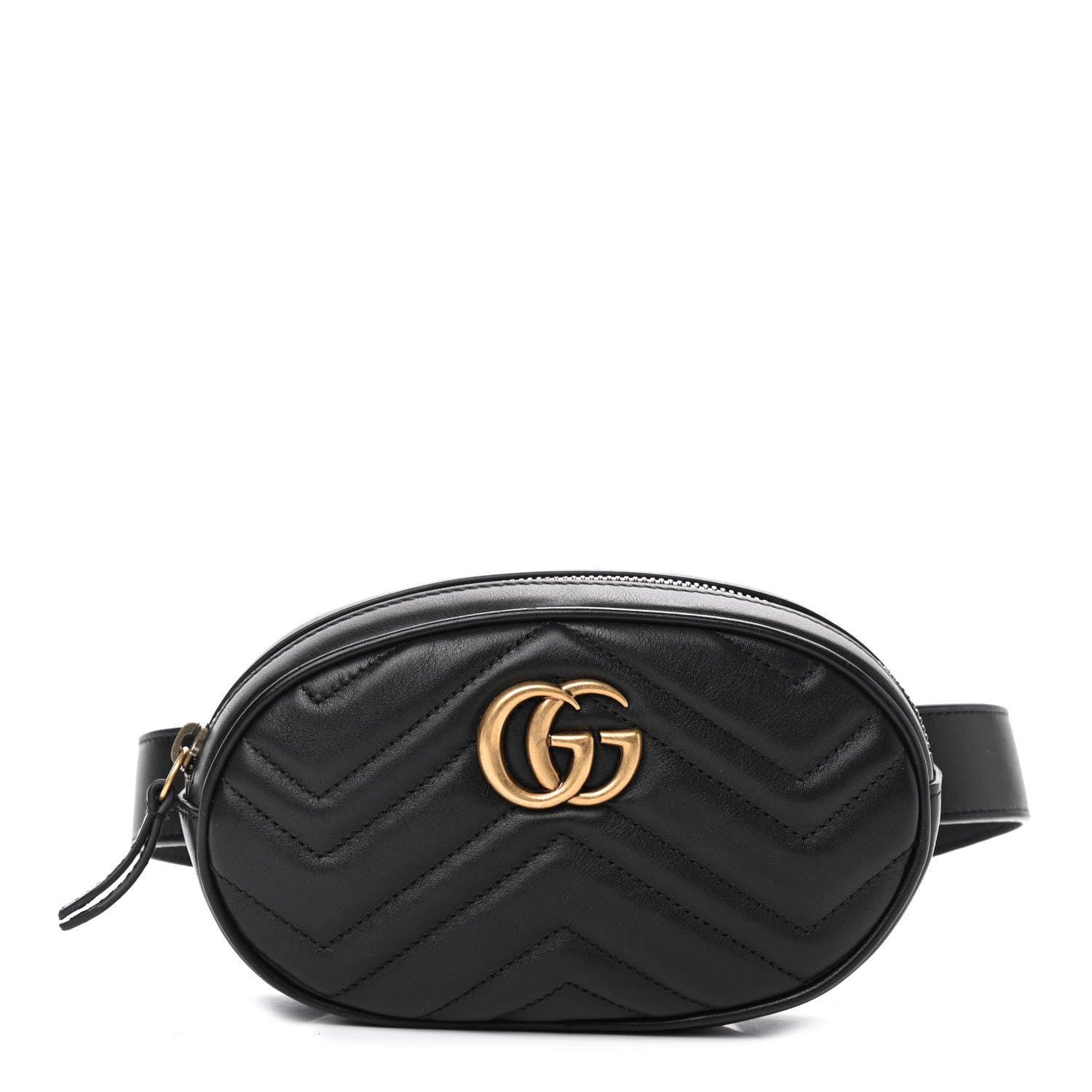 Gucci Calfskin Matelasse GG Marmont Belt Bag 85 34 Black 1 of 7