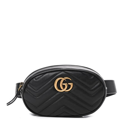 Gucci Calfskin Matelasse GG Marmont Belt Bag 85 34 Black 1 of 7