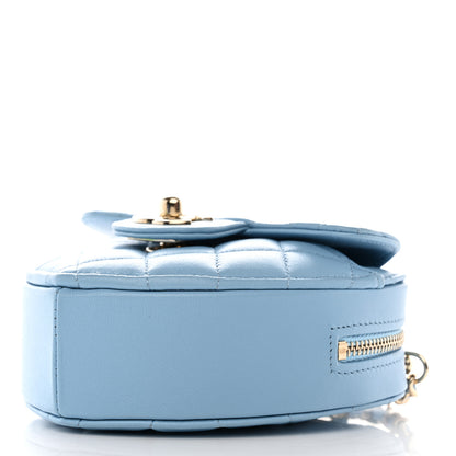 Chanel Lambskin Quilted CC In Love Heart Clutch With Chain Light Blue 10 of 12