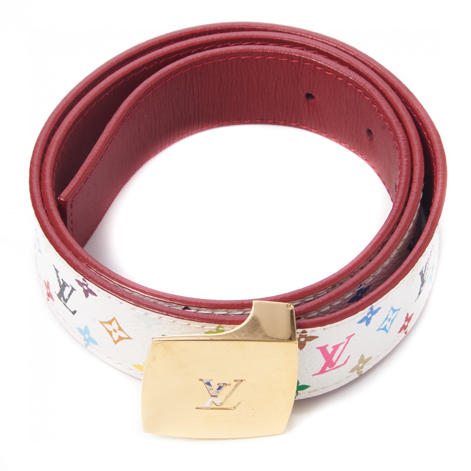 Louis Vuitton Monogram Multicolor LV Cut Reversible Belt 80 32 White Grenade 3 of 6