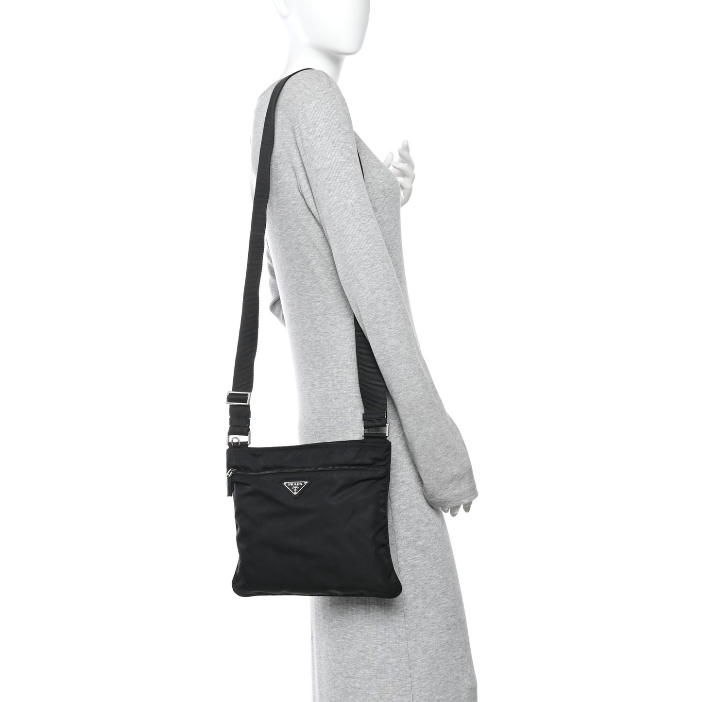 Nylon Vela Flat Messenger Bag Black