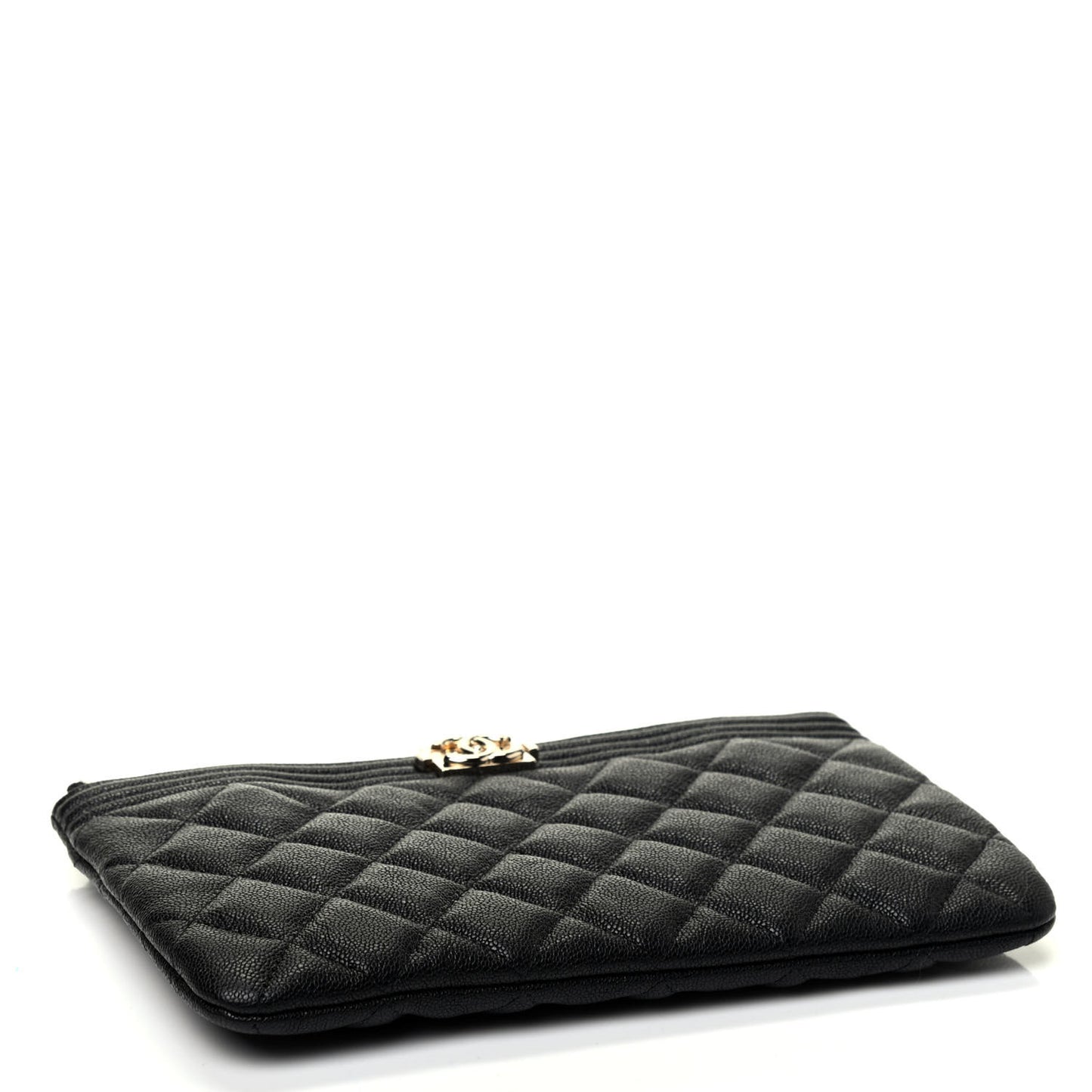 Caviar Quilted Small Boy Cosmetic Case Black