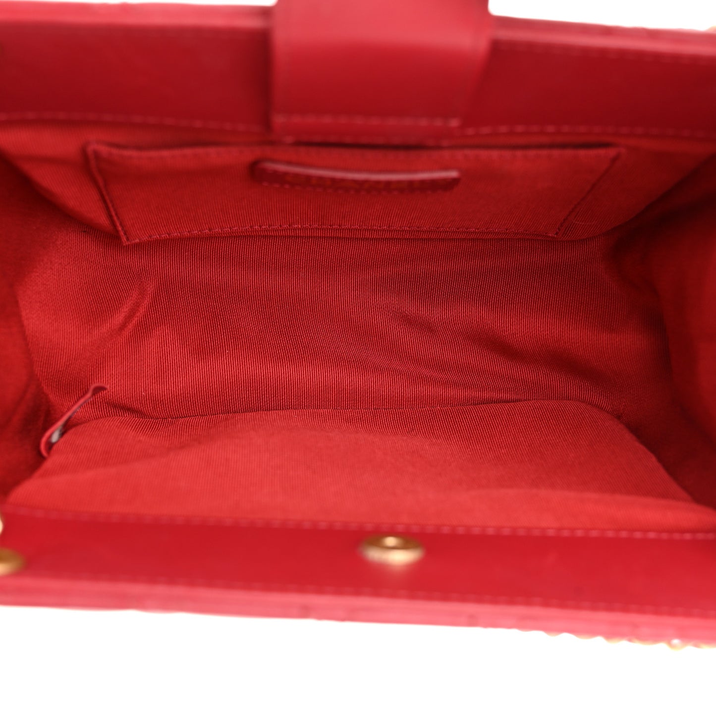 Calfskin Quilted Small CC Chain Accordion Tote Red