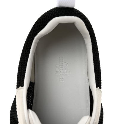Hermes Air Mesh Suede Goatskin Bouncing Sneakers 37 Black Orange 7 of 11