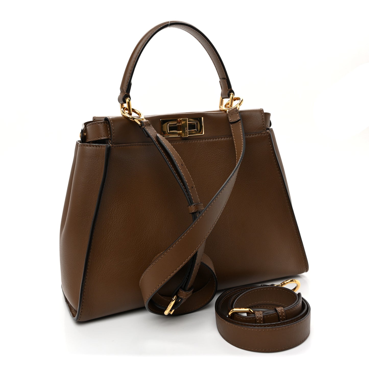 Vitello Seta Fabric Jacquard Pequin Medium Peekaboo Iconic Satchel Foresta Tobacco