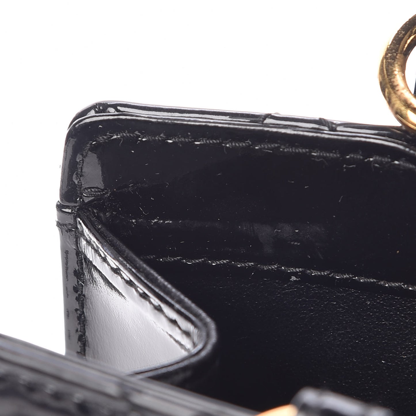 Patent Diamond Stitched Top Handle Bag Black