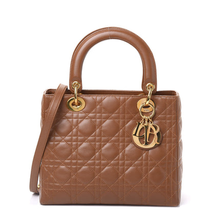 Christian Dior Lambskin Cannage Medium Lady Dior Tan 1 of 11