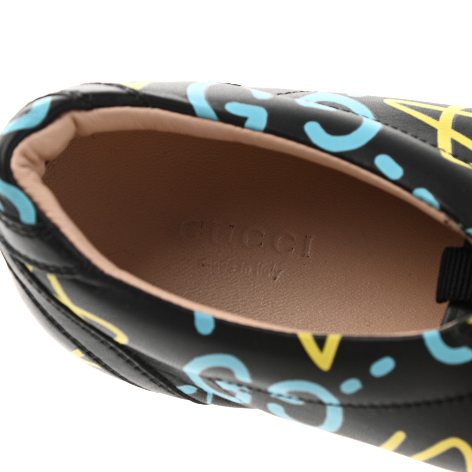 Gucci Calfskin GucciGhost Print Womens Low Top Sneakers 39.5 Black New Acquamarine 7 of 10