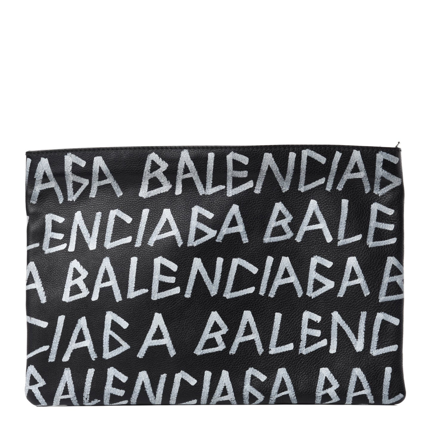 Calfskin Logo Graffiti Pouch Black