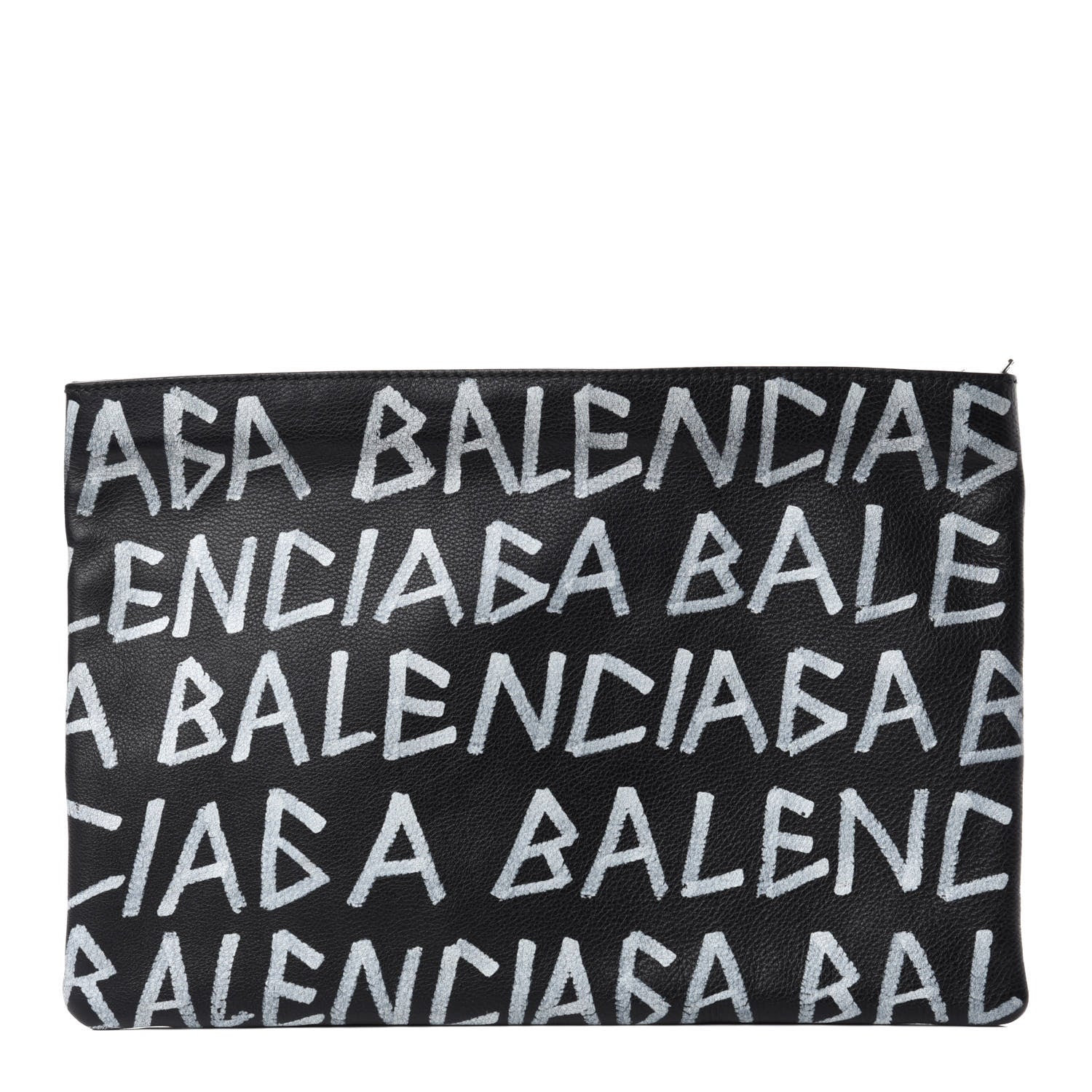 Balenciaga Calfskin Logo Graffiti Pouch Black 1 of 7