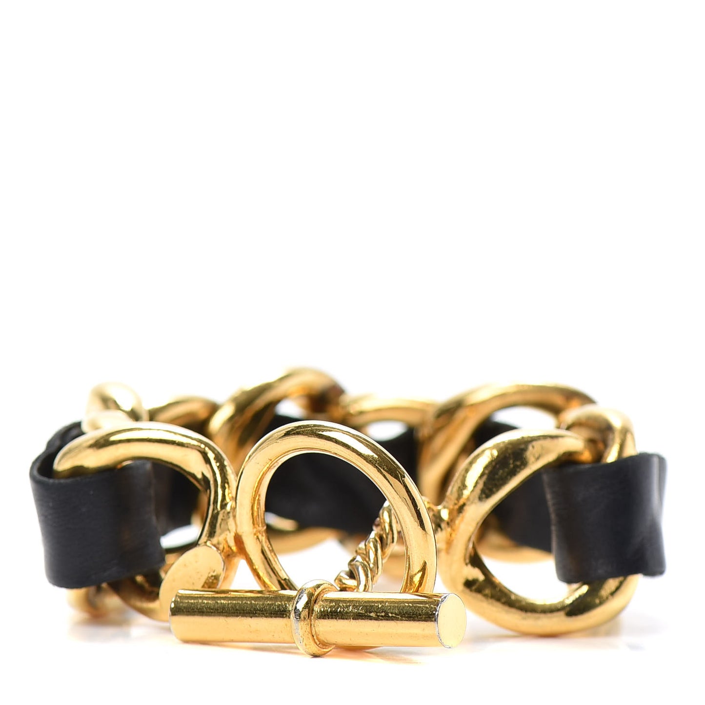 Lambskin Chain Bracelet Black Gold