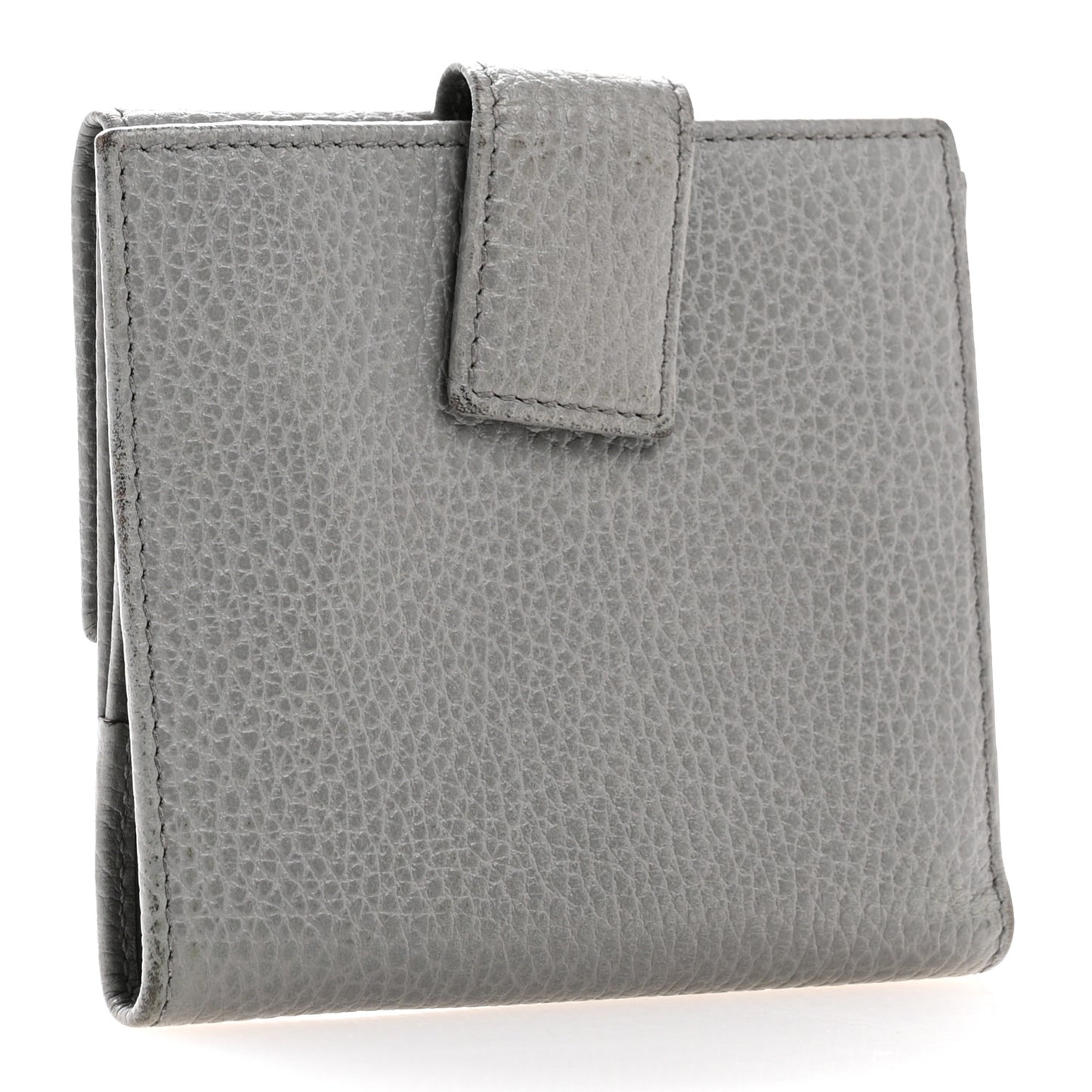 Dollar Calfskin Double G French Flap Wallet Grey