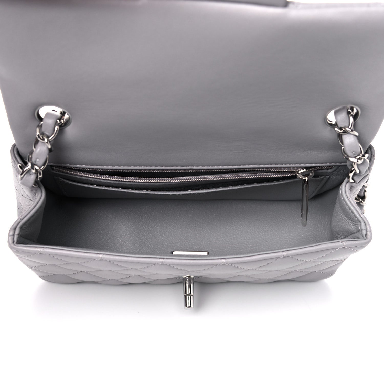 Chanel Lambskin Quilted Mini Rectangular Flap Grey 6 of 17