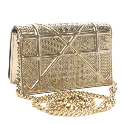 Christian Dior Metallic Patent Micro-Cannage Mini Diorama Flap Bag Gold 3 of 11