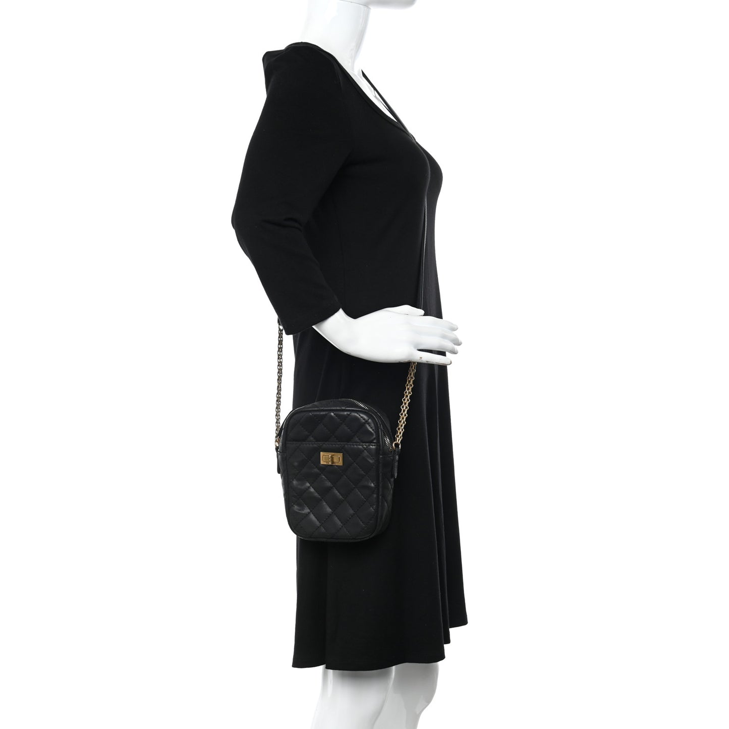 Nubuck Iridescent Calfskin Quilted Reissue Camera Case Black