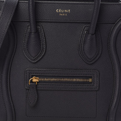 Celine Drummed Calfskin Nano Luggage Navy Blue 9 of 11