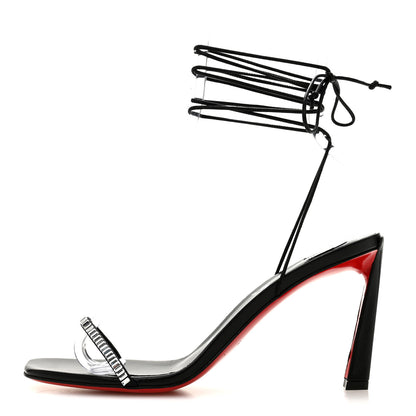 Christian Louboutin Kid Suede Condora Lacestrass 85 Sandals 37.5 Black 1 of 9