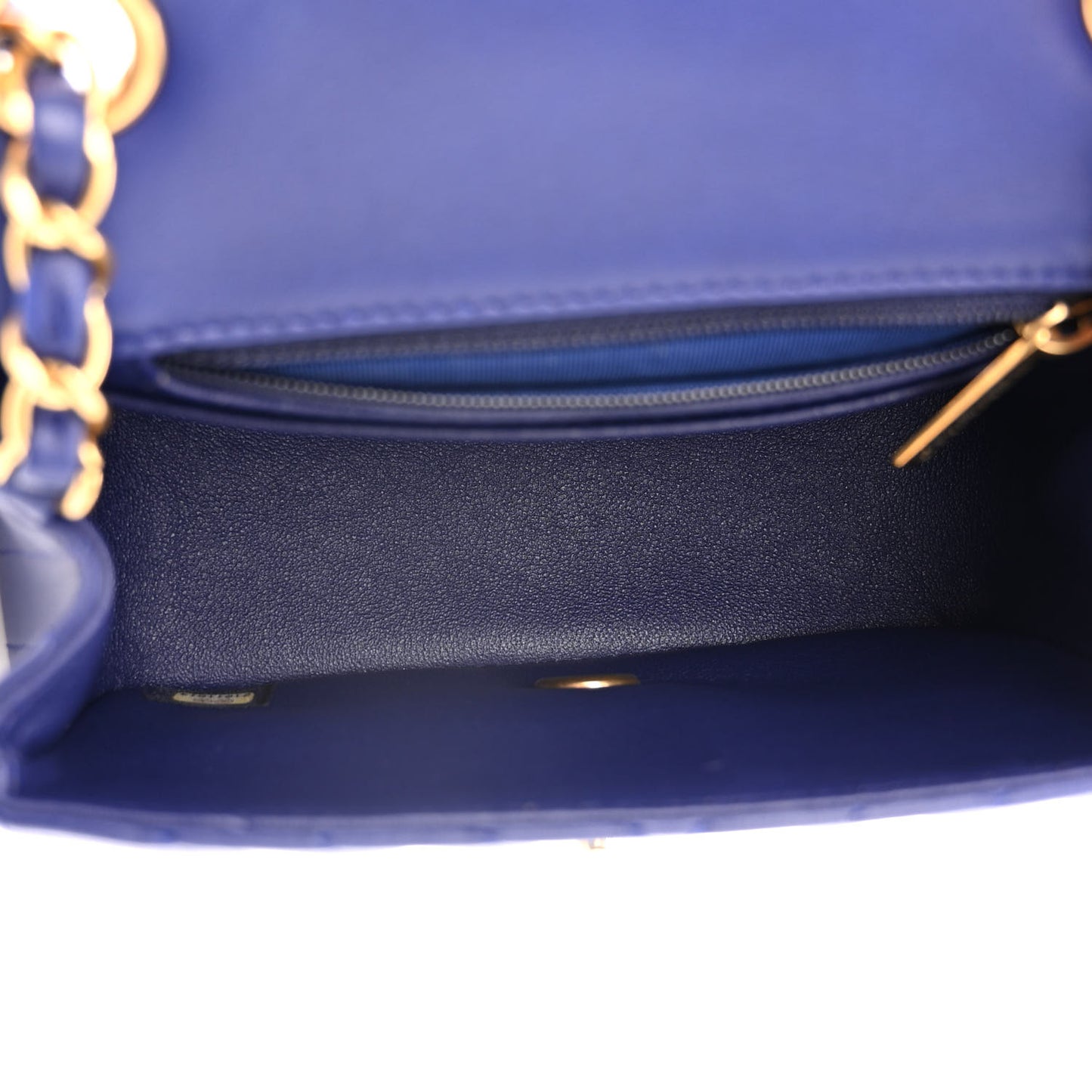 Lambskin Chevron Quilted Mini Square Flap Blue