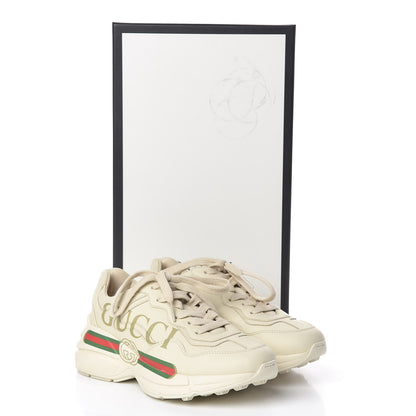 Gucci Calfskin Logo Womens Rhyton Sneakers 34.5 Ivory 8 of 8