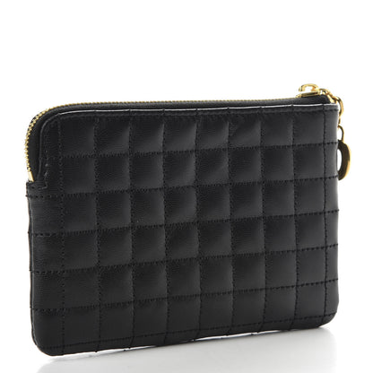 Celine Calfskin Quilted C Charm Coin Card Pouch Black 3 of 9