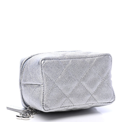 Chanel Metallic Caviar Quilted Mini Top Handle Vanity With Chain Silver 3 of 4