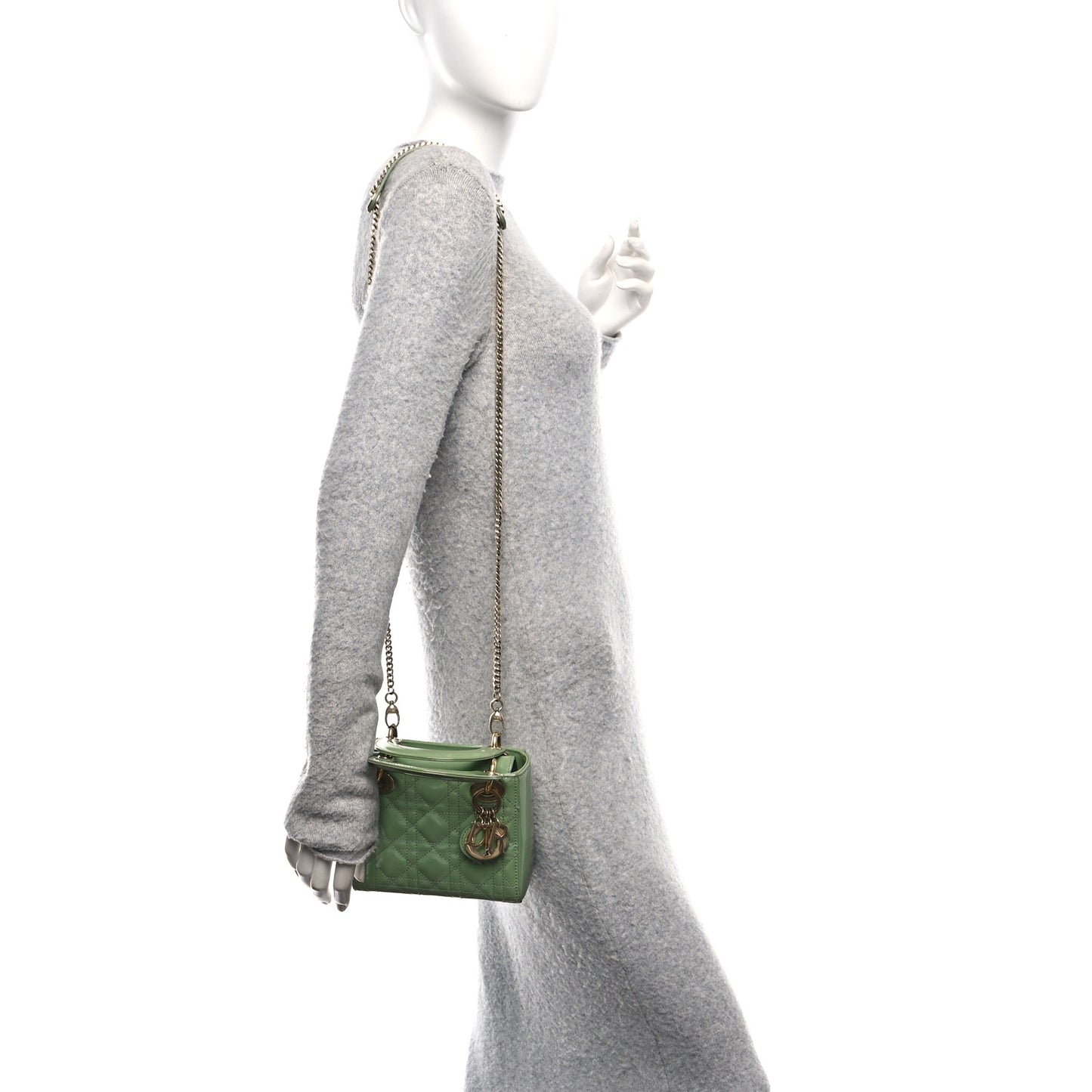 Patent Cannage Mini Lady Dior Mint Green