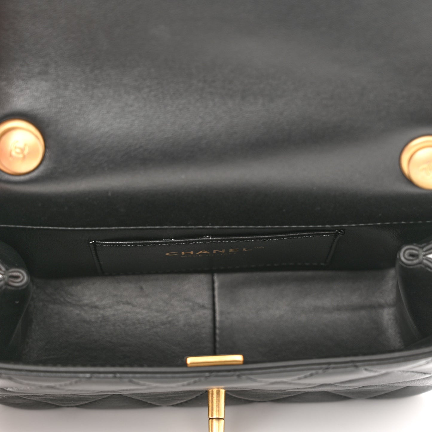 Lambskin Enamel Strass Quilted Mini Paris Monaco Flap Black