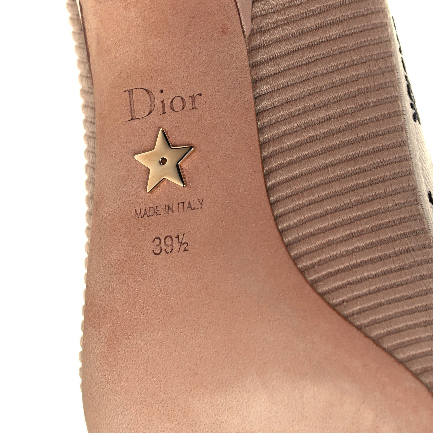 Technical Canvas Ribbon Embroidered J'Adior 65mm Pumps 39.5 Powder Nude