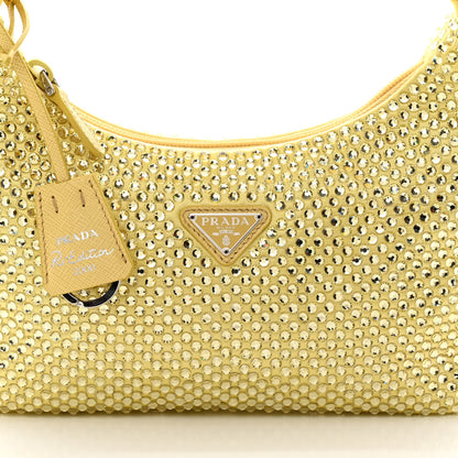 Prada Satin Crystal Mini Re-Edition 2000 Bag Ananas 8 of 10