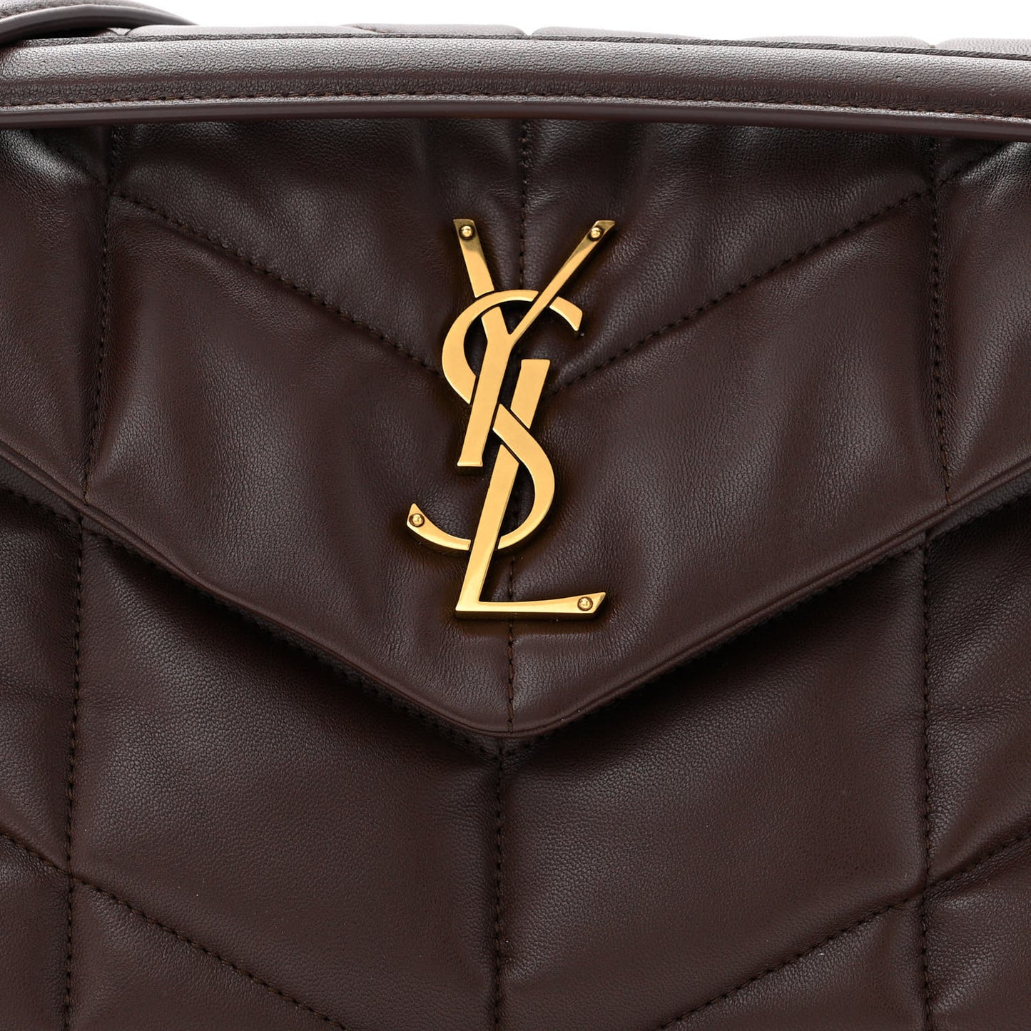 Lambskin Quilted Small Loulou Puffer Monogram Chain Satchel Dark Ganache