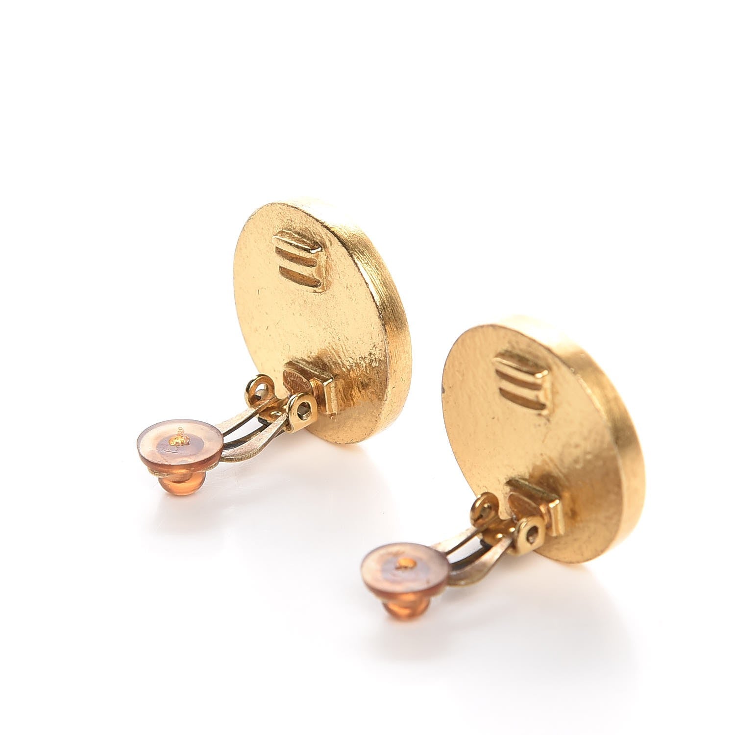 Chanel Enamel CC Clip On Earrings Black Gold 3 of 4